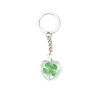 MUCOOS Lucky Charm Keychain, Heart Shaped Charm Keychain, Beautiful Lucky Charm in the Shape of a Four Leaf Clover, Gift for Women, Friendship Keyring, colour, S