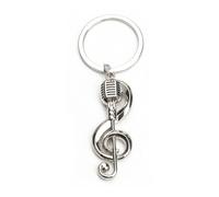 MUCOOS Modern Stainless Steel Keychain, Creative Microphone Musical Note Design, Very Suitable as a Birthday Gift for Family and Friends, Sweet and Elegant