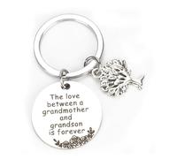MUCOOS Natural Tree Keychain,Emotional Commemoration Between Grandson and Grandma,Grandma Keyring, Personalized Keychain,Key Chains for Women, Thank You Gifts,Personalised Grandson Gifts