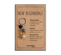 MUCOOS New Beginning Keychain, Keyring Features Crystal Pendant Symbolizing Good Luck,New Beginning Card,Encouraging Gift for Colleagues,Back-to-School Gift for Classmates (color10)
