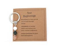 MUCOOS New Beginning Keychain, Keyring Features Crystal Pendant Symbolizing Good Luck,New Beginning Card,Encouraging Gift for Colleagues,Back-to-School Gift for Classmates (color5)