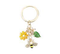 MUCOOS Personalised Cute Bee, Flower and Leaf Keychain Accessories, Gifts for Women, Novelty Thank You Keychain