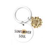 MUCOOS Personalised Keyring,Sunflower Keychain, Colorful Sunflower Pattern, Motivational Keychain, Positive Gift,Thank You Keyring,Inspirational Gifts,Funny Keyring,Keyrings for Men,Student Gifts