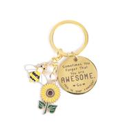 MUCOOS Personalized Keychain, Bee Sunflower Keychain, Cute Keychain, Exquisite Metal Keychain,You Are Amazing Gifts,Keyrings for Women,Thank You Keyring,Personalised Key Ring,Bee Gifts for Women