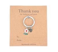 MUCOOS Personalized Keychain, Cute and Delicate Pink Flower Pendant, Thank You Gift for Parents, Friends, Teachers, Doctors, With a Thank You Card, You Can Write a Thank You Message, Thank You Gift