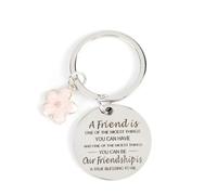 MUCOOS Personalized Keychain, Pink Cherry Blossom Keychain Accessories, Cute Flower Design, Keychain for Friends, Thoughtful Words for Sisters, Sister Keychain, Female Keychain, Friendship Keychain