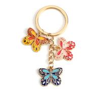 MUCOOS Personalized Keychain with Three Butterfly Accessories,Keyring,Butterfly Keychain,Thank You Gifts for Women,Personalised Gifts,Girlfriend Gifts,Ladies Gifts