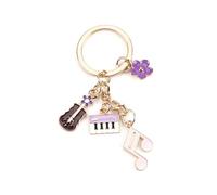 MUCOOS Pink and Purple Music Keyring, Cute Keychain, Mini Musical Notes, Guitar, Piano Keys Design, Gift for Friends, Gift for Music Lovers, Friendship Gift, Keyring for Women