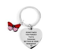 MUCOOS Pink Red Butterfly Keychain, Personalized Keychain, Heart Keychain, Women's Keychain, Friendship Keychain, Birthday Gift for Women,Keyrings for Women,Inspirational Gifts