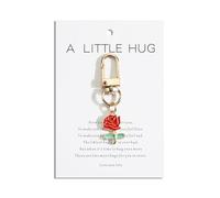 MUCOOS Red Rose Key Ring with Pocket Card, Love You Gift for Girlfriend, Birthday Gift for Mom, Keychain