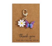 MUCOOS Thank You Keyring Daisy and Colorful Butterfly, Comes with a Thank You Card, Can Be Given to Friends to Witness Friendship, Butterfly Keychain, Elegant Mother Gift