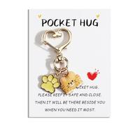 MUCOOS Yellow Kitten Head Keychain, Heart Key Lock, Comes with a Card, Cute Keyring Gift for Pet Owners