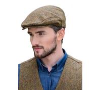 Mucros Weavers Irish Flat Cap Men Trinity Tweed Hat Driving Cap Made in Ireland, Brown Herringbone, XXL