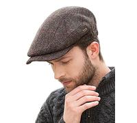 Mucros Weavers Kerry Cap, Irish Hat for Men, Herringbone Wool, Brown, L