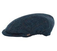 Mucros Weavers Kerry Cap, Irish Hat for Men, Herringbone Wool, Col 34 (Blue Herringbone, L