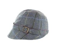 Mucros Weavers Ladies Flapper Hat Wool Tweed Made in Ireland (Dark Blue Plaid), Blue