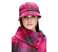 Mucros Weavers Ladies Flapper Hat Wool Tweed Made in Ireland, Pink Tartan, One Size