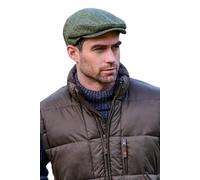 Mucros Weavers Men's Flat Cap, Green Herringbone, L
