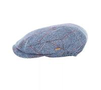 Mucros Weavers Men's Quiet Man Cap -Irish Tweed Flat Cap - Brown, Sku Blue With Red Line, X-Large