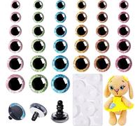 MUCUNNIA 12-30mm 3D Glitter Safety Eyes for Crochet Toys with Washer 180 Pcs Crochet Safety Eyes for Toys Craft Eyes for Amigurumi Teddy Bear Eyes for Doll Stuffed Animals (6 Colors)