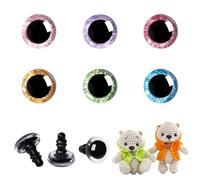 MUCUNNIA 120pcs 12mm Safety Eyes for Crochet Toys with Washers Glitter Safety Eyes for Amigurumi Crocheting Crochet Eyes Craft Doll Eyes for Soft Toy Teddy Bear and Plush Animal(6 Colors)