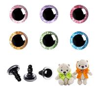 MUCUNNIA 120pcs 16mm Safety Eyes for Crochet Toys with Washers Glitter Safety Eyes for Amigurumi Crocheting Crochet Eyes Craft Doll Eyes for Soft Toy Teddy Bear and Plush Animal(6 Colors)