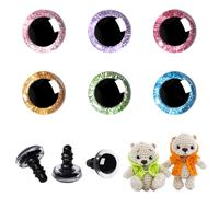 MUCUNNIA 120pcs 18mm Safety Eyes for Crochet Toys with Washers Glitter Safety Eyes for Amigurumi Crocheting Crochet Eyes Craft Doll Eyes for Soft Toy Teddy Bear and Plush Animal(6 Colors)