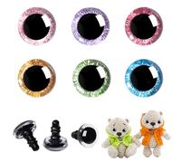 MUCUNNIA 120pcs 20mm Safety Eyes for Crochet Toys with Washers Glitter Safety Eyes for Amigurumi Crocheting Crochet Eyes Craft Doll Eyes for Soft Toy Teddy Bear and Plush Animal(6 Colors)