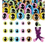 MUCUNNIA 160 PCS 12-18 MM Cat Safety Eyes for Crochet Toys with Washer Cat Eyes for Craft Plastic Safety Eyes for Amigurumi Crochet Eyes Doll Eyes for Stuffed Animals Halloween Decorations (5 Colors)