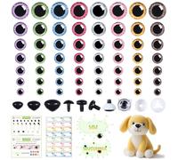 MUCUNNIA 180PCS 12-30mm Glitter Safety Eyes and Noses for Crocheting with Washers Safety Eyes for Amigurumi 3D Crochet Eyes for Animals Teddy Bear Crochet Toy Christmas Decorations