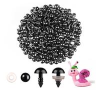 MUCUNNIA 200pcs 10mm Black Safety Eyes for Amigurumi with Plastic Washers Safety Eyes for Crochet Craft Safety Eyes for DIY Christmas Decorations Crochet Stuffed Animals Crafting