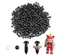 MUCUNNIA 200pcs 6mm Black Safety Eyes for Amigurumi with Plastic Washers Safety Eyes for Crochet Craft Safety Eyes for DIY Christmas Decorations Crochet Stuffed Animals Crafting