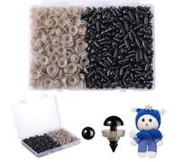 MUCUNNIA 200pcs 8mm Black Safety Eyes for Amigurumi with Plastic Washers Safety Eyes for Crochet Craft Safety Eyes for DIY Christmas Decorations Crochet Stuffed Animals Crafting