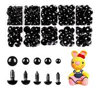 MUCUNNIA Safety Eyes 400pcs 6-12mm Plastic Black Safety Eyes for Crochet Toys with Washers Crochet Eyes for Amigurumi, Stuffed Toy and Plush Stuffed Animals