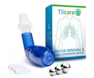 Mucus Relief Cleanser & Lung Expansion Device by Tilcare - Breathing Exerciser for Better Fitness & Sleep - Perfect Treatment Aid for COPD, Asthma, Bronchitis & Cystic Fibrosis - OPEP Flutter Machine