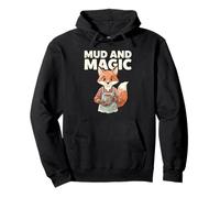 Mud And Magic Gardening Fox Coffee Quote Pullover Hoodie