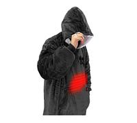 Mud Daddy Warm Daddy Heated Hoodie, Double Layer, Front and Back Heating, Rechargeable Oversized hoodie, Temperature Control, Unisex, One Size - Dark Grey