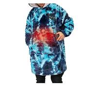 Mud Daddy Warm Daddy Heated Hoodie, Double Layer, Front and Back Heating, Rechargeable Oversized hoodie, Temperature Control, Unisex, One Size - Blue Tie Dyed