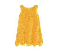 Mud Kingdom 4 Years Girls Lace Floral Dresses for Toddler Girl Sleeveless A-Line Dress Back Zipper Yellow