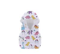 Mud Kingdom 5 Years Girls Gilet Body Warmers for Little Girl Full-Zip Hooded Puffer Outerwear Cute Dinosaur Print White