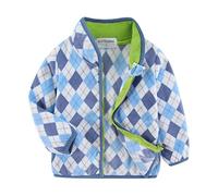 Mud Kingdom 7-8 Yeras Boys Jacket Fleece Stand Up Collar Outerwear Zip-Up Tops for Little Boys Diamond Checkered
