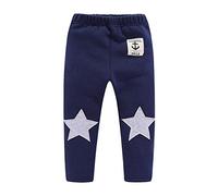 Mud Kingdom Baby Boys Fleece Lining Pants Elastic Waist Warm Trousers for Boy Anchor Stars Pattern Navy Blue 18-24 Months