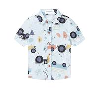 Mud Kingdom Baby Boys Shirt Short Sleeve Print Hawaiian Beach Shirts for Boy Button Down Tops Car Pattern Blue 12-18 Months