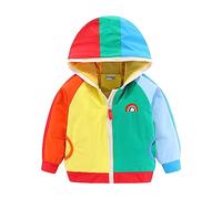 Mud Kingdom Big Boys Patchwork Hoodie for Boy Zip Up Hooded Sweatshirt with Rainbow Embroidery Jacket 9-10 Years
