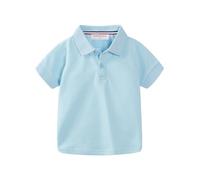 Mud Kingdom Big Boys Solid Polo Shirts Plain Short Sleeve School Shirt for Boy Turn Down Collar Uniform Sky Blue 9-10 Years