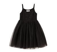 Mud Kingdom Big Girl Dresses Sleeveless Sparkly Sequin Sundress for Girls Spaghetti Strap Mesh Tutu Dress Black 9-10 Years