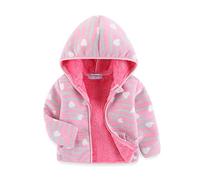 Mud Kingdom Big Girls Hooded Jacket with Fleece Lined Zipper Pink Love Hearts Warm Winter 9-10 Years