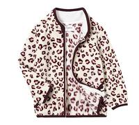 Mud Kingdom Big Girls Jacket Fleece Stand Up Collar Outerwear for Girl Zip-Up Tops Yellow Leopard Print 9-10 Years