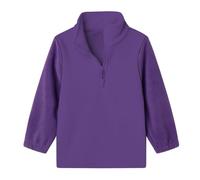 Mud Kingdom Big Girls Mock Neck Sweatshirt Quarter Zip Pullover for Girl Polar Fleece Tops Solid Plain Purple 11-12 Years