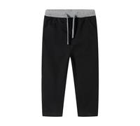 Mud Kingdom Black Trousers Pull On Adjustable Drawstring Ribbed Elastic Waist Bottoms Straight Twill Cotton Casual Plain Little Boys 4 Years
